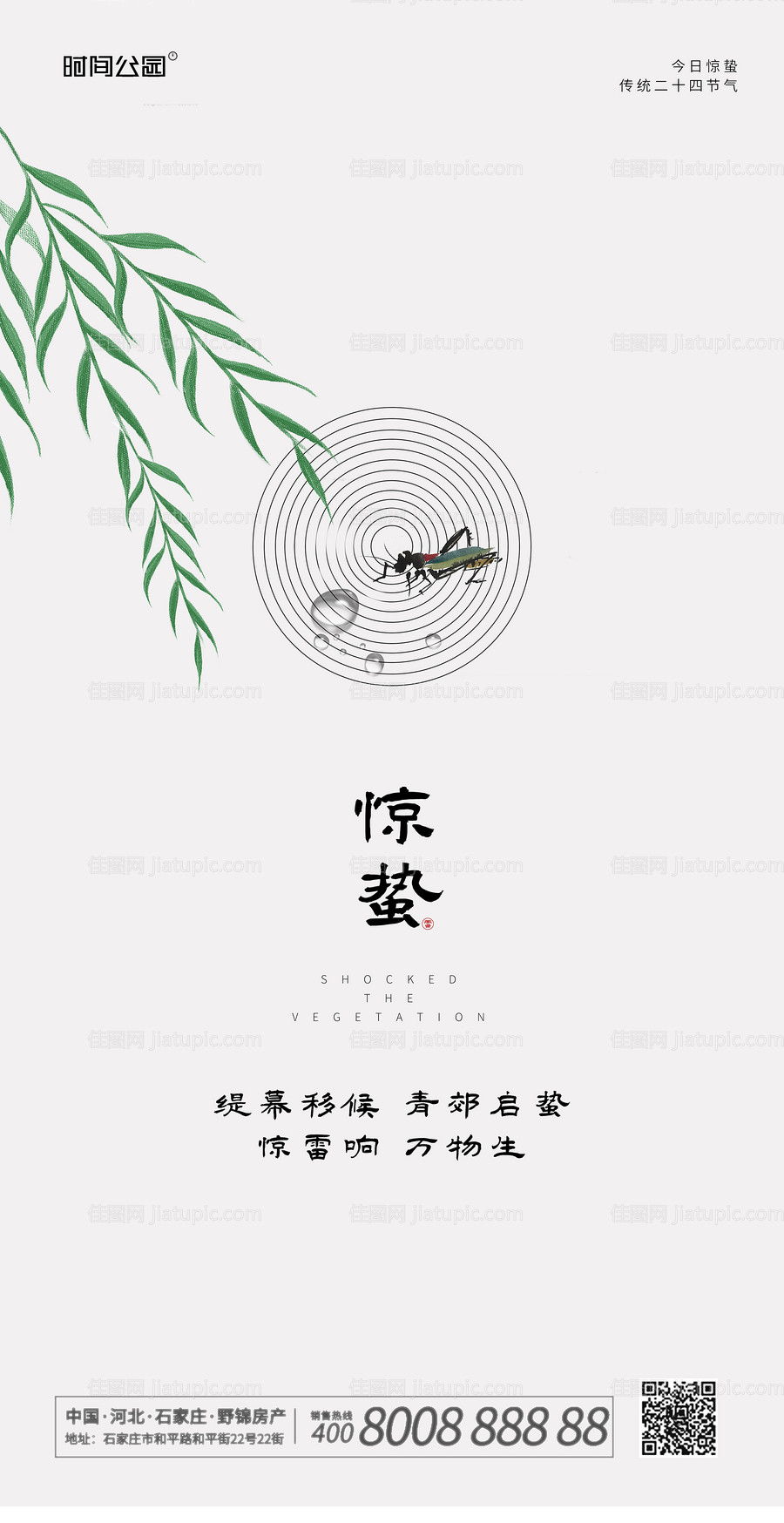 惊蛰白色简约海报-源文件