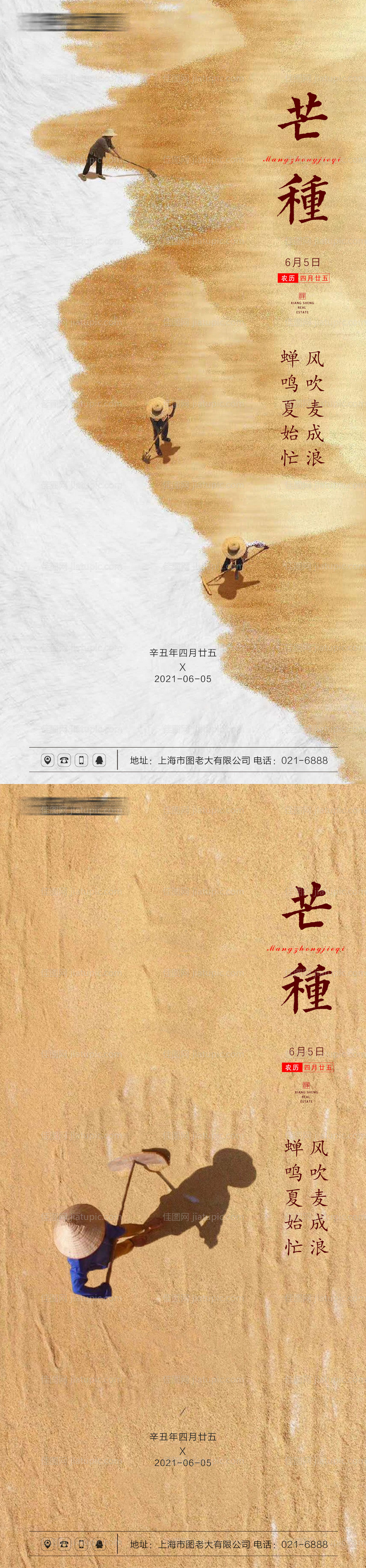 芒种节气创意丰收海报-源文件
