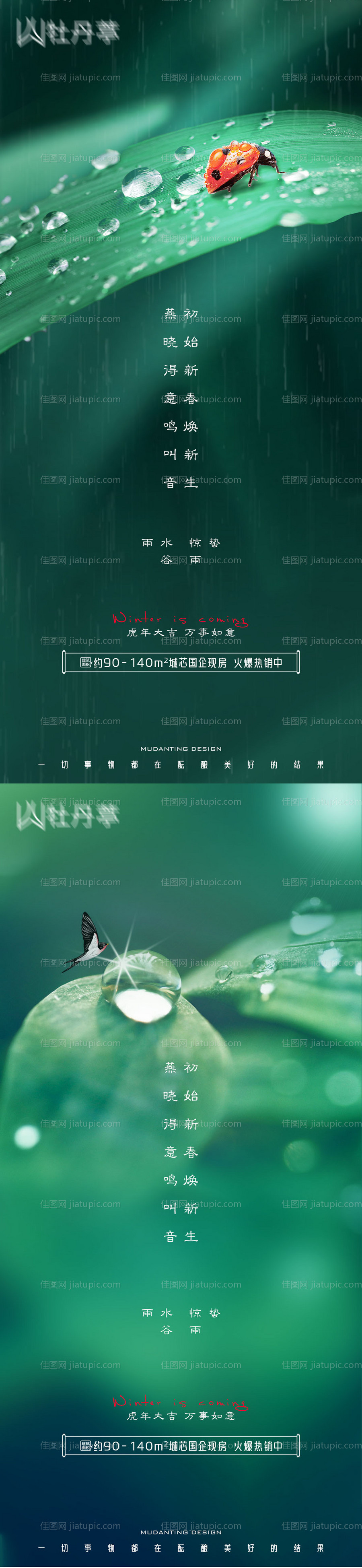 雨水惊蛰谷雨海报-源文件