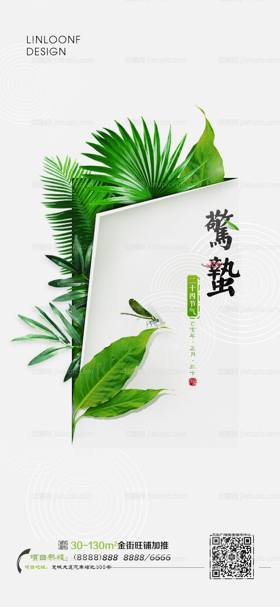 传统二十四节气惊蛰手机海报-源文件