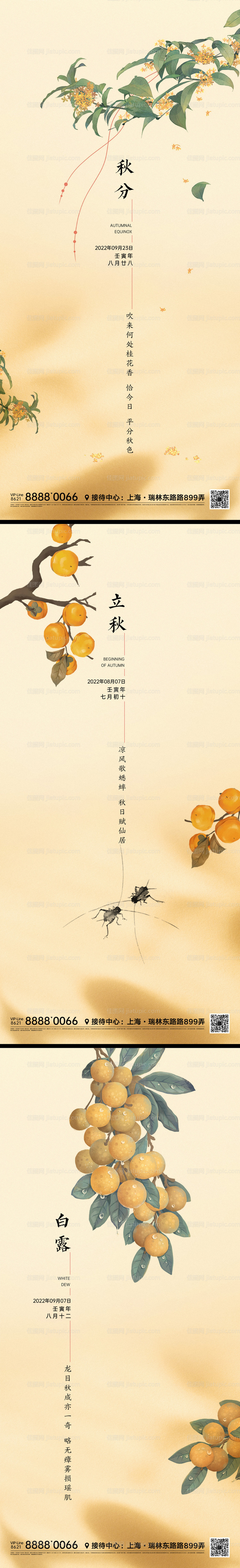 立秋秋分白露节气海报-源文件