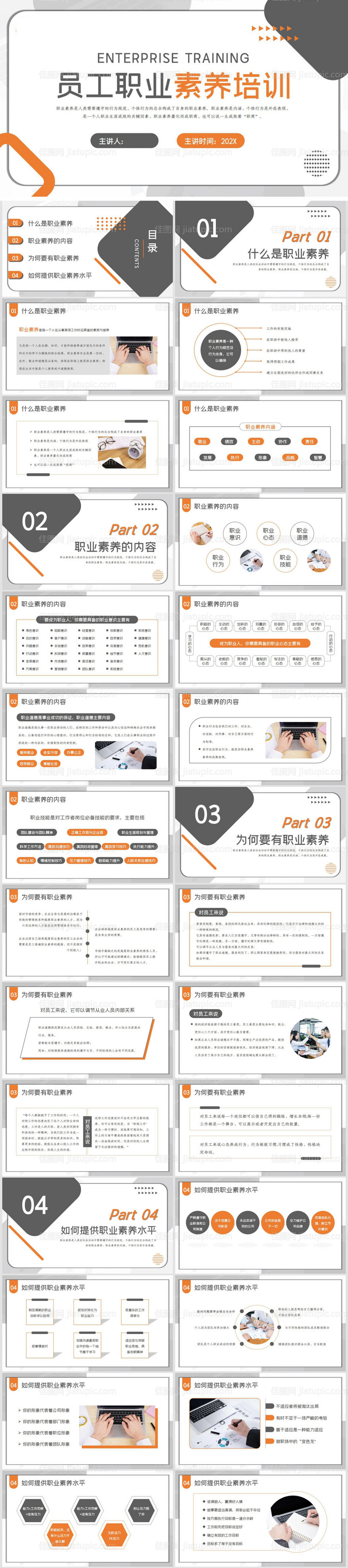 简约风员工职业素养培训PPT模板-源文件