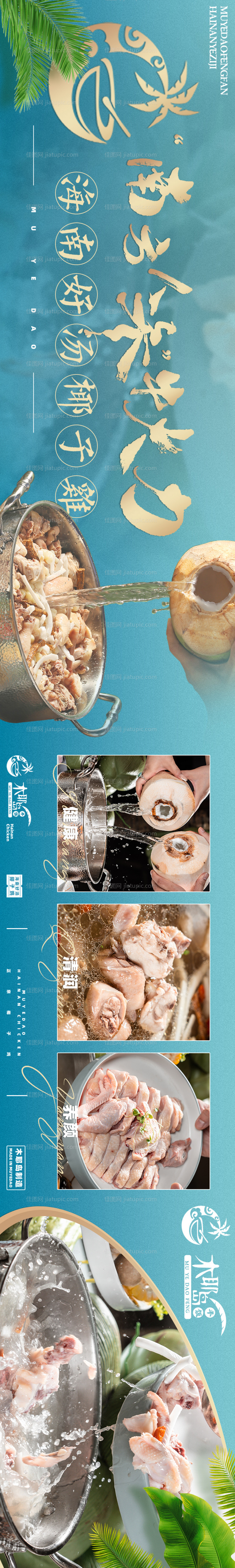 海南菜椰子鸡长图海报-源文件