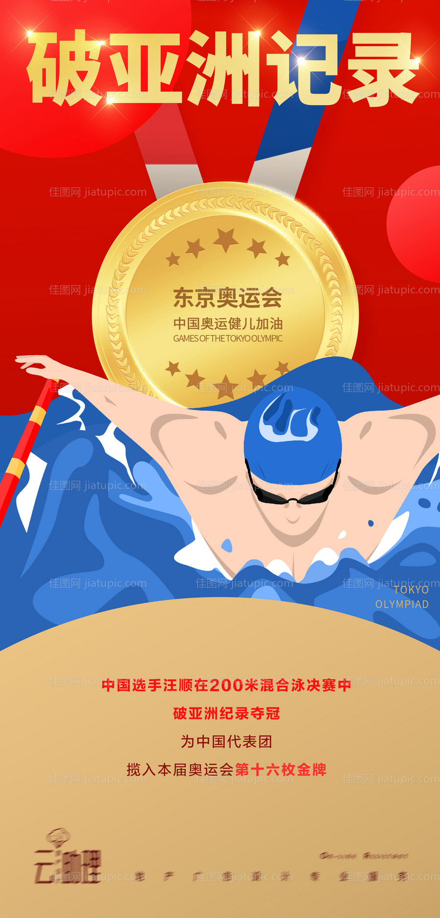 奥运会游泳冠军海报-源文件