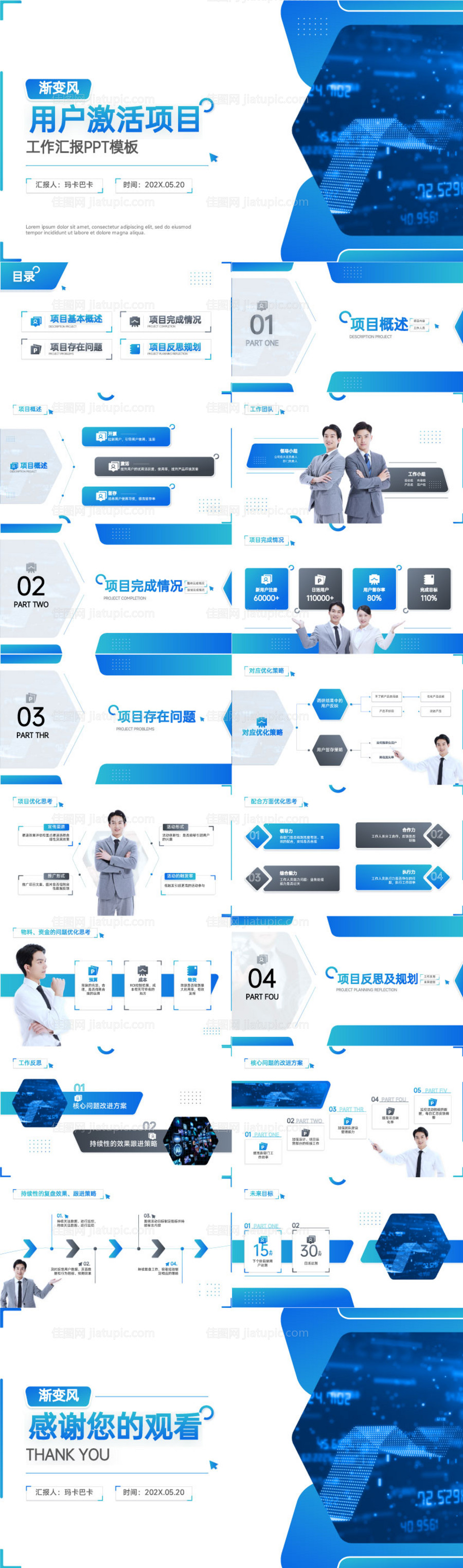 工作计划汇报蓝色科技风PPT-源文件