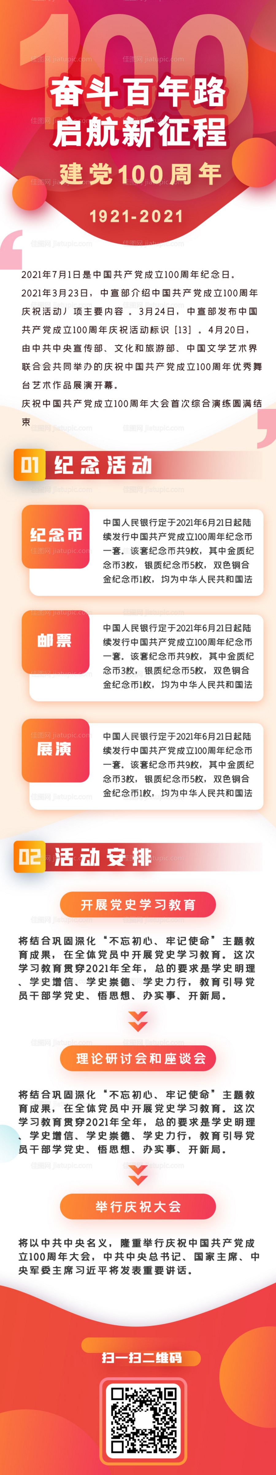 红色建党100周年党政要闻长图-源文件