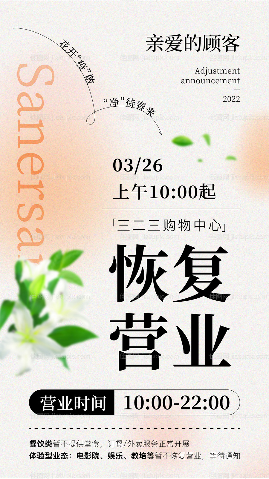 商业地产恢复营业手机海报-源文件